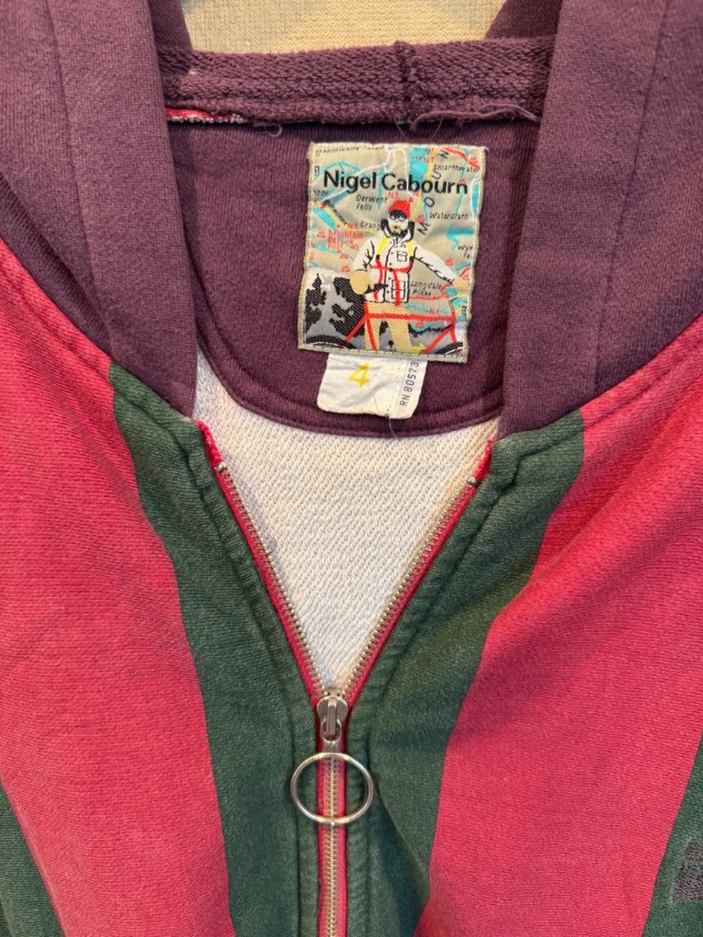 Vintage 80s Nigel Cabourn Mountain Bikers Striped Hoodie
